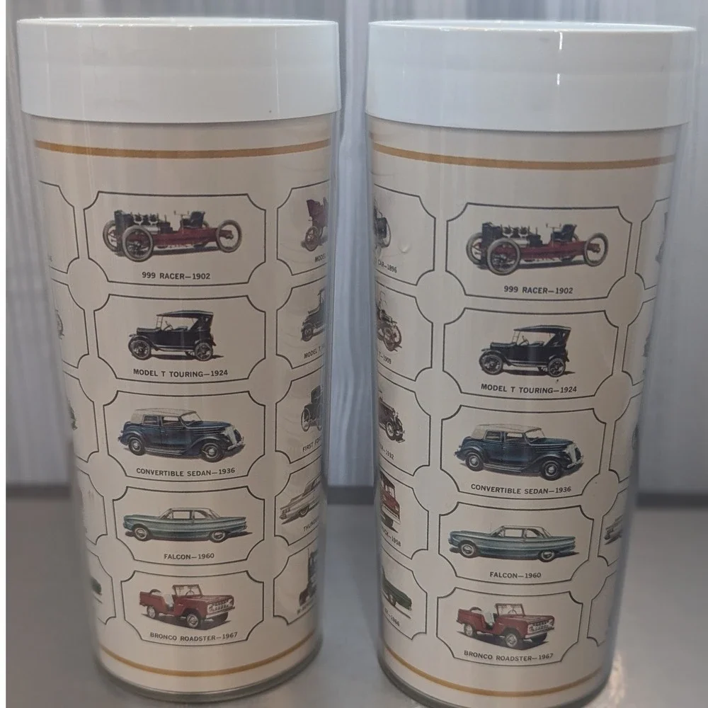 Vintage West Bend Ford Evolution Cars‎ Thermo-Serv Insulated Tumbler Set